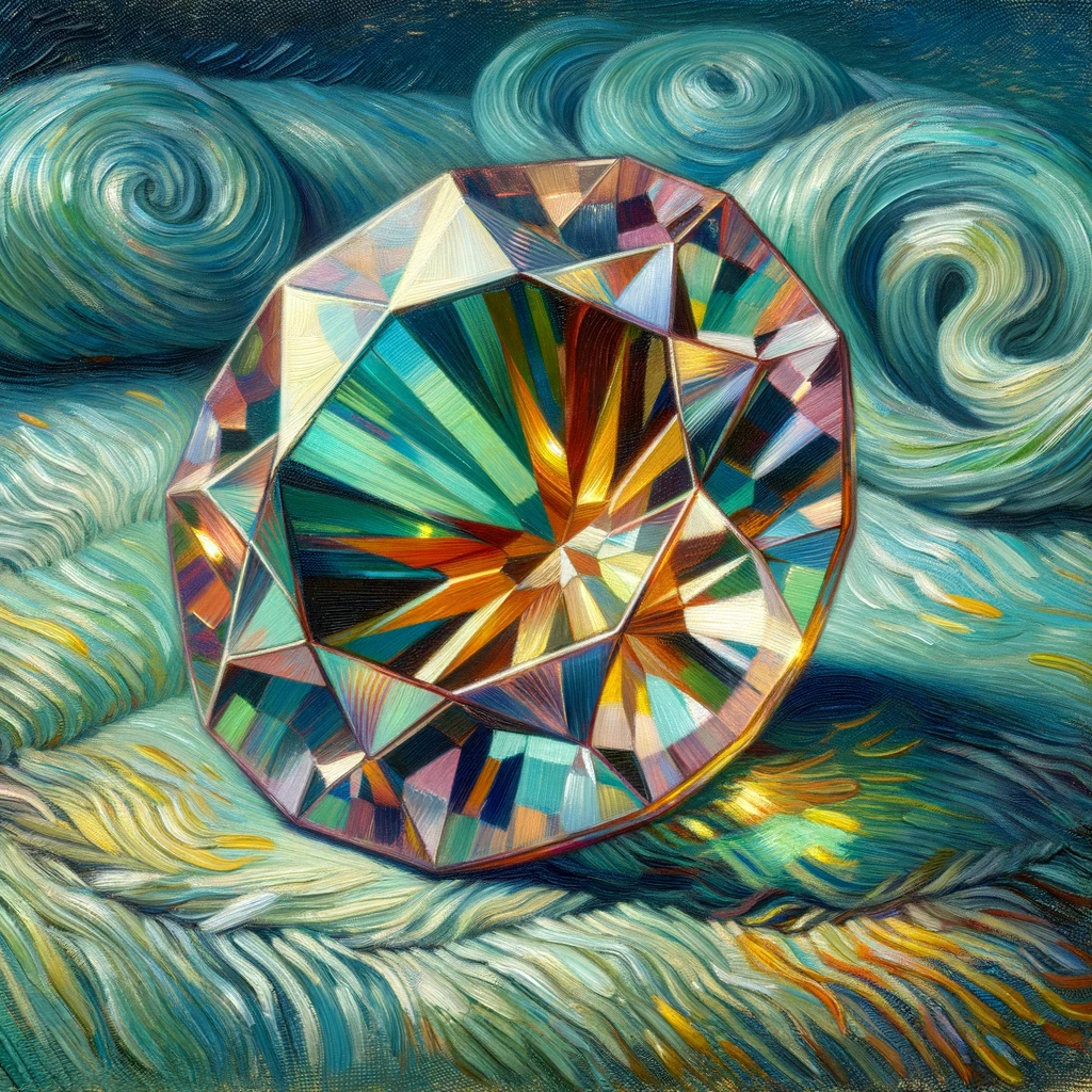 A gem in the style of Van Gogh created by AI- DALL-E3